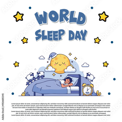 Sweet digital design highlighting the significance of peaceful sleep and well-being for global awareness