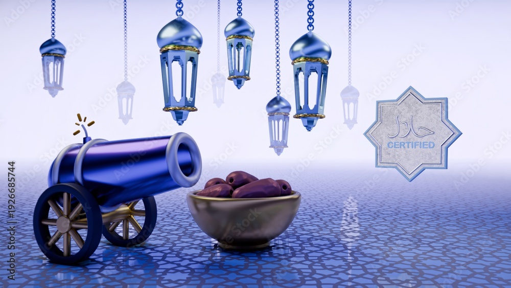 Obraz premium Ramadan Podium Halal Certificate 2