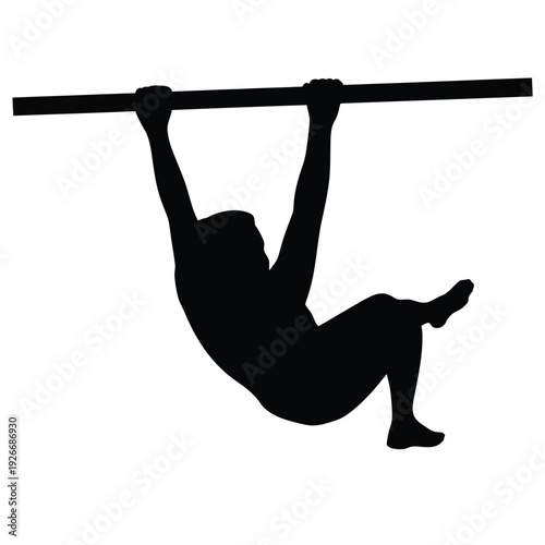 Silhouette of a person performing a pull up on a horizontal bar
