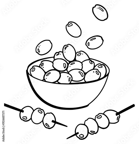 Olives bowl and skewers icon