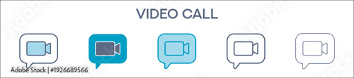 Video Call Element For Design Graphic - Multi Styles. Vector Illustration Of Two Colored And Black. Multiple Icons Designs Can Be Used For Mobile, Ui, Web 