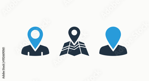 Location and map icons featuring map pins and a folded map, representing navigation, geotagging, and travel services.