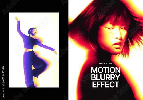Motion Blurry Poster Photo Effect Mockup