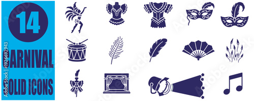 Carnival solid icons for festival celebration and party events eps 10