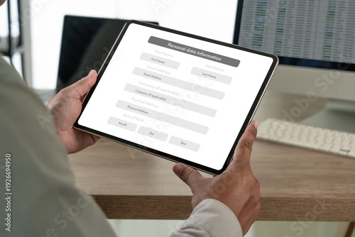 Bild auf Leinwand online personal information form for identity verification online, Web data protection in e commerce, Member Log in account registration