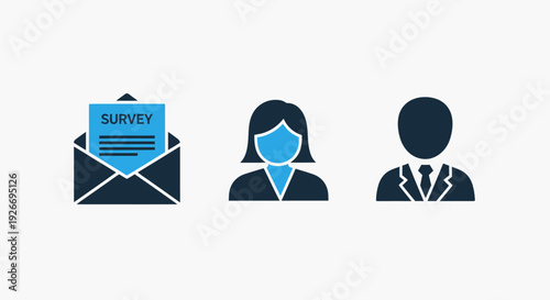 Digital Survey Invitation, User Feedback, and Male Female Profile Icons for Customer Research and Communication