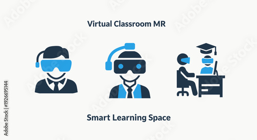 Virtual Classroom and Smart Learning Space Icons for Mixed Reality Education and Immersive E-learning Experiences