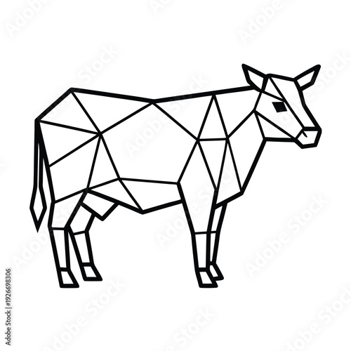 rearing polygonal cut out cow