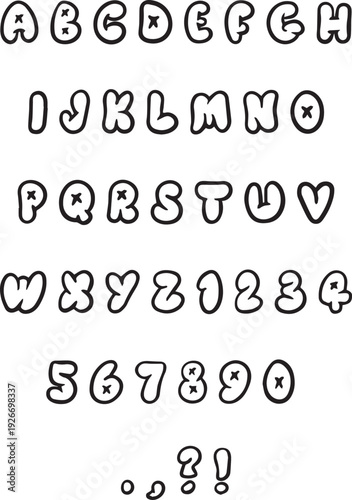 Handwritten sketch typography font lettering ABC cartoon vector text