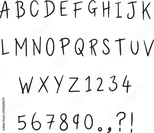 Handwritten sketch typography font lettering ABC cartoon vector text