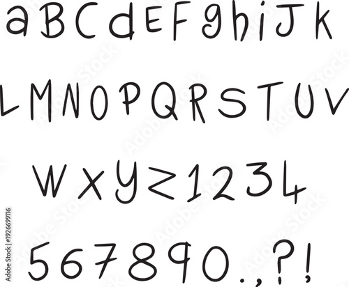 Handwritten sketch typography font lettering ABC cartoon vector text