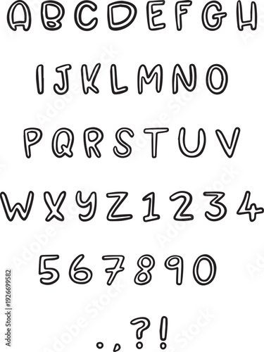 Handwritten sketch typography font lettering ABC cartoon vector text