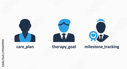 Healthcare Management Icons: Personalized Care Plan, Therapy Goals, and Milestone Tracking for Patient-Centric Medical Services