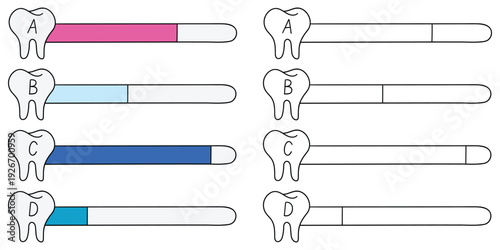 Hand-drawn cartoon and doodle set of dental clinic infographics on a white background.