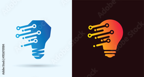 Light Bulb Circuit Logo for Creative Idea Innovation Technology Branding
