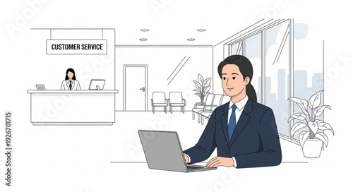 Businessman Working on Laptop Computer.