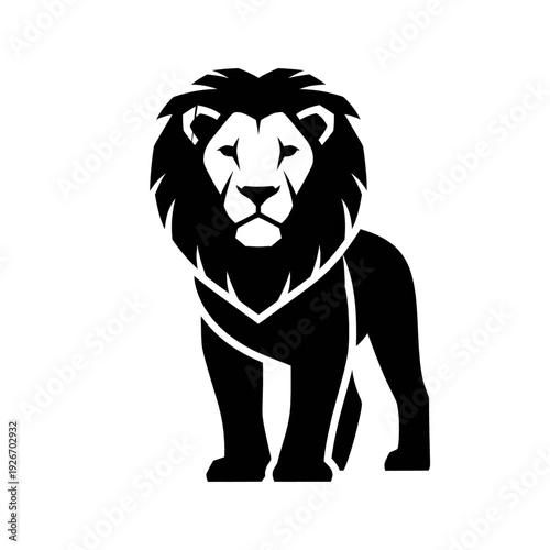 Black Silhouette of a Lion Standing.