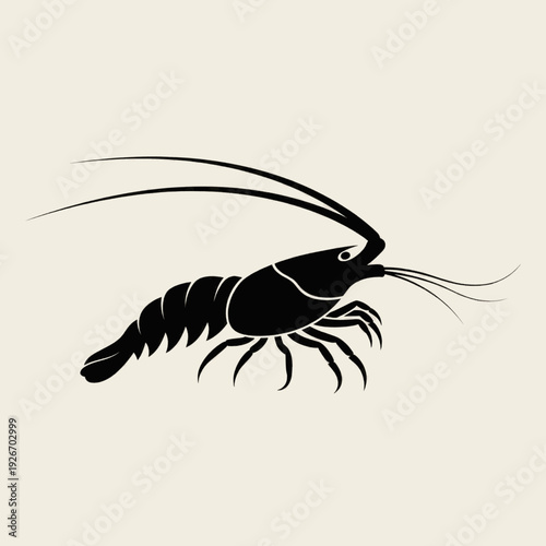 Black Silhouette of a Shrimp.