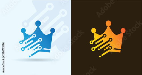 Royal Crown Circuit Logo for Premium Brand Luxury Tech Identity
