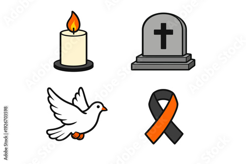 candle, memorial stone, dove, remembrance ribbon