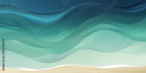 Abstract blue wave background with wavy water pattern and light motion curves for summer sea backdrop design