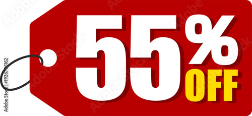 55％オフのセールを表すディスカウントラベル　55 Percent Off Discount Label – Special Offer Sale Tag
