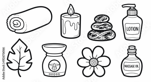 Black  White Line Art Spa, Wellness  Beauty Objects Collection