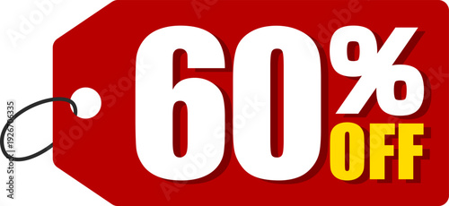 60％オフのセールを表すディスカウントラベル　60 Percent Off Discount Label – Special Offer Sale Tag
