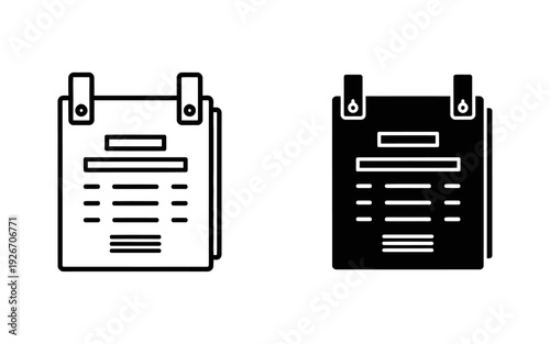 Black and white clipboard with lined paper outline