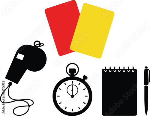 Referee tools and cards for soccer game