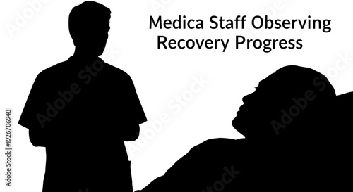 Medical Staff Observing Patient Recovery Progress - Stethoscope Silhouette Photo