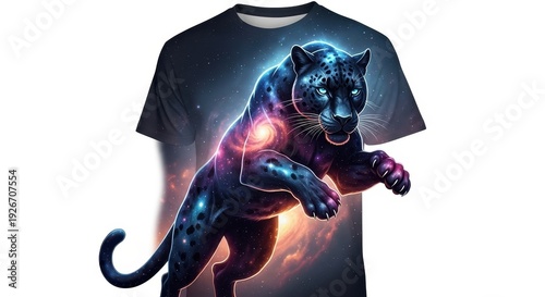 Cosmic Panther T-Shirt Design - A Fusion of Art and Fashion.