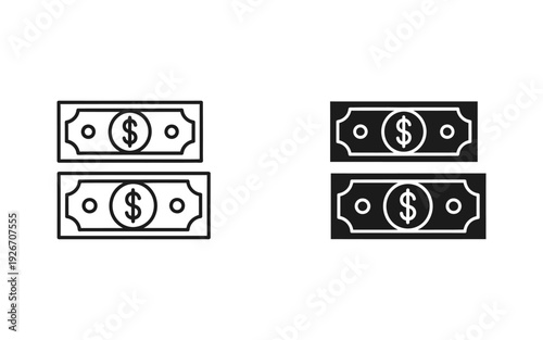 Two pairs of black and white dollar bill line dollars