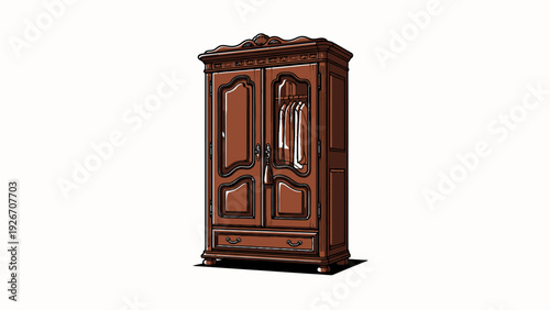Brown Wooden Armoire Cabinet Furniture Storage.