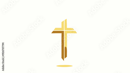 Golden Christian Cross Symbol Religious Faith.