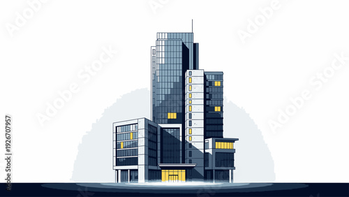 Modern Office Building with Glass Facade.