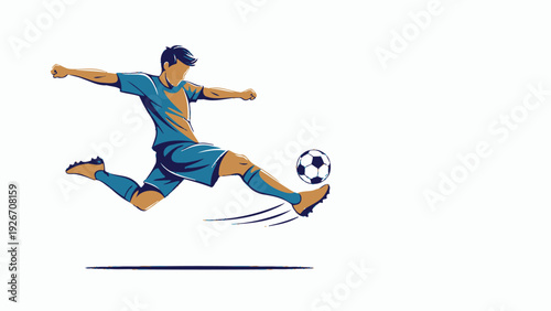 Soccer Player Kicking Ball in Action.