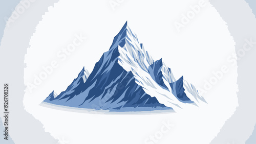 Blue Mountain Peaks Snowy Illustration Design.