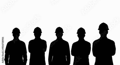 Industrial Engineers Silhouettes in Hard Hats at Oil and Gas Refinery Plant