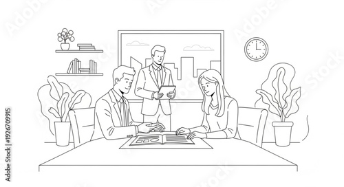 Courtroom Scene with Judge and Lawyers.