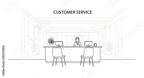 Customer Service Representative at Desk.
