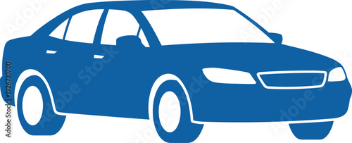Stylized blue sedan car illustration with sleek design and smooth curves
