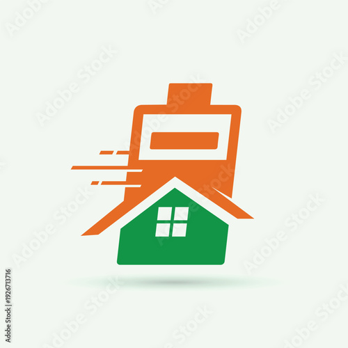 Home Battery Charging Logo for Renewable Power Energy Backup Icon Modern

