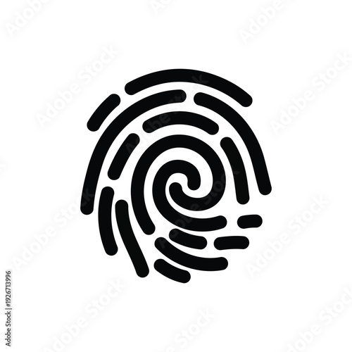 Fingerprint icon illustration featuring a spiral design and identity symbol