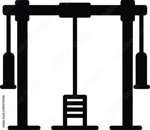 cable triceps pushdown machine silhouette vector art illustration, black and white design