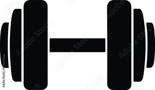 dumbbells silhouette vector art illustration, black and white design