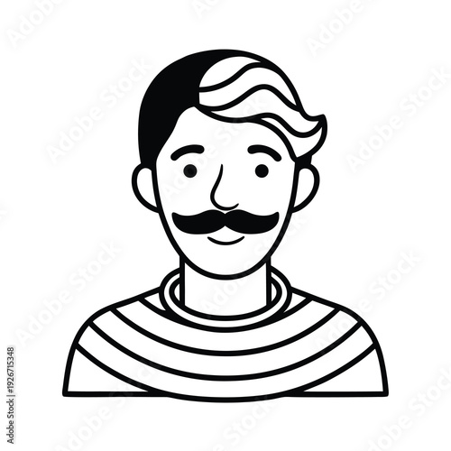 stripe moustache flat