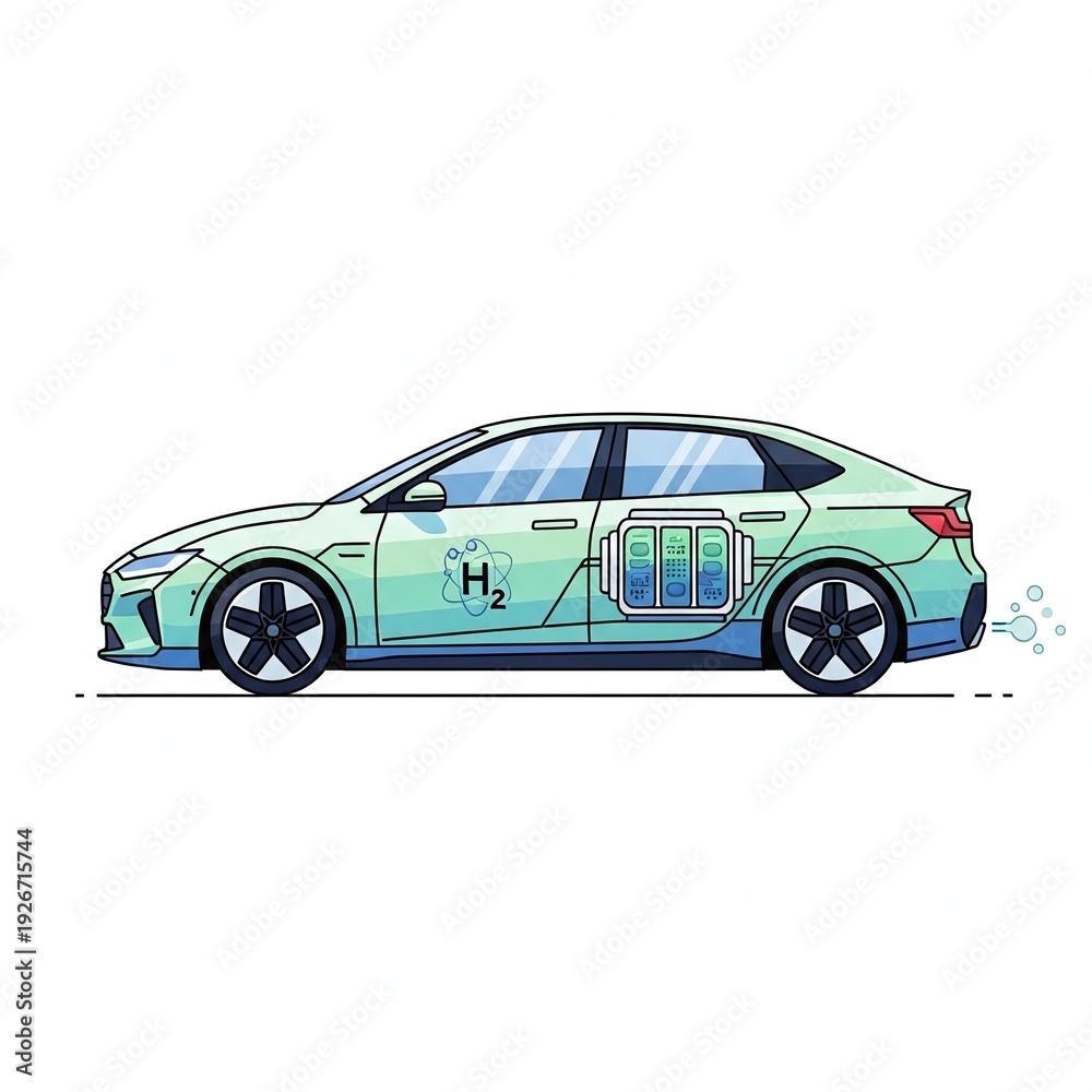 Fototapeta premium Hydrogen Fuel Cell Electric Vehicle Concept.