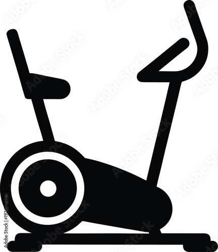 elliptical machine silhouette vector art illustration, black and white design
