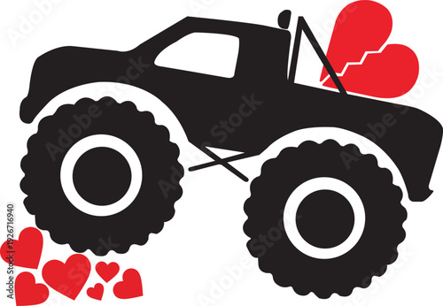 Cartoon style vector illustration of a 4x4 off road vehicle with big tires designed for rugged outdoor driving
